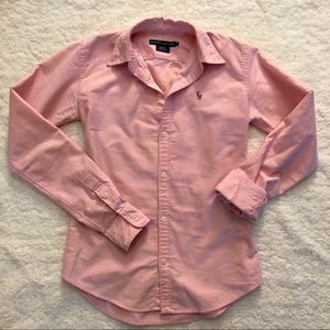 Pink Polo Long Sleeve shirt (XS)